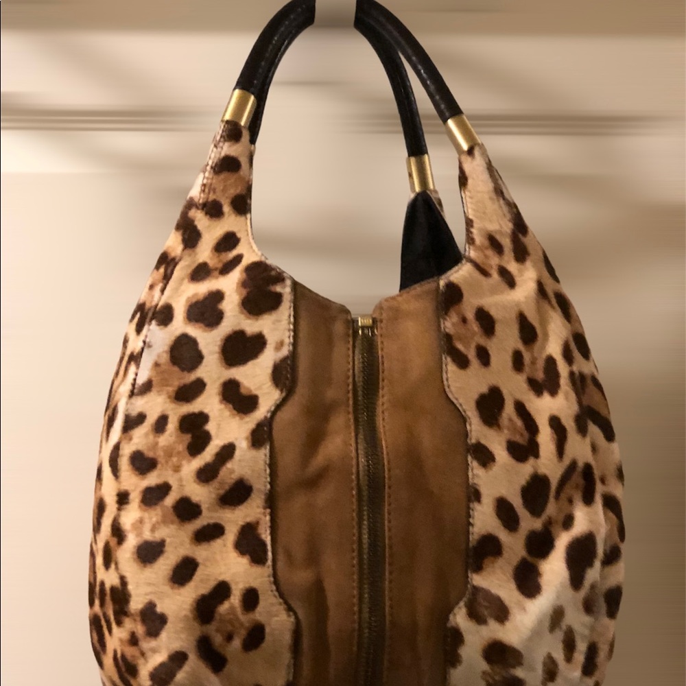 Jimmy Choo Leopard Print and Brown Suede Hobo Bag - Picture 10 of 10